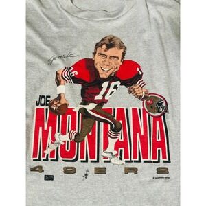 Joe Montana~ Vintage XL Caricature 49ers NFL Football Screen Stars Vtg T-Shirt